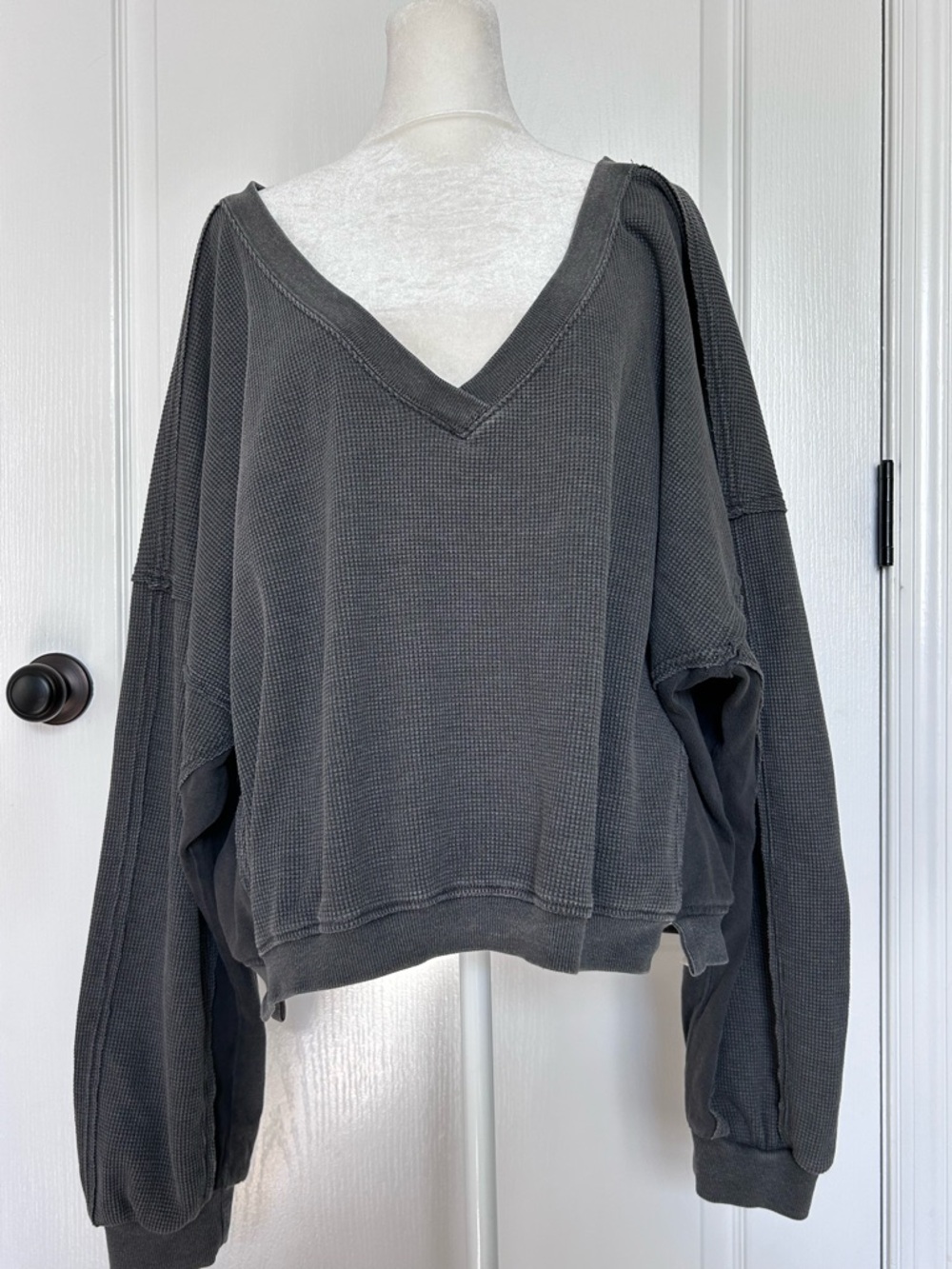 Daily Practice Anthropologie Washed Charcoal Rugged Grunge Pullover Sweatshirt
